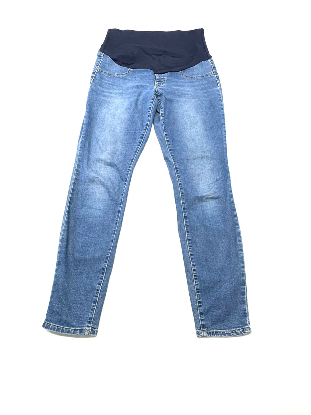 Thyme Maternity Blue Straight-Leg Jeans with Black Maternity Panel Size Medium